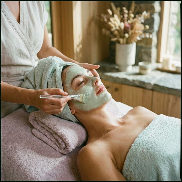 Relaxing luxury facial treatment for glowing skin