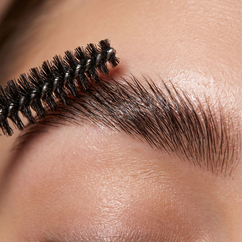 Close up of brow lamination texture