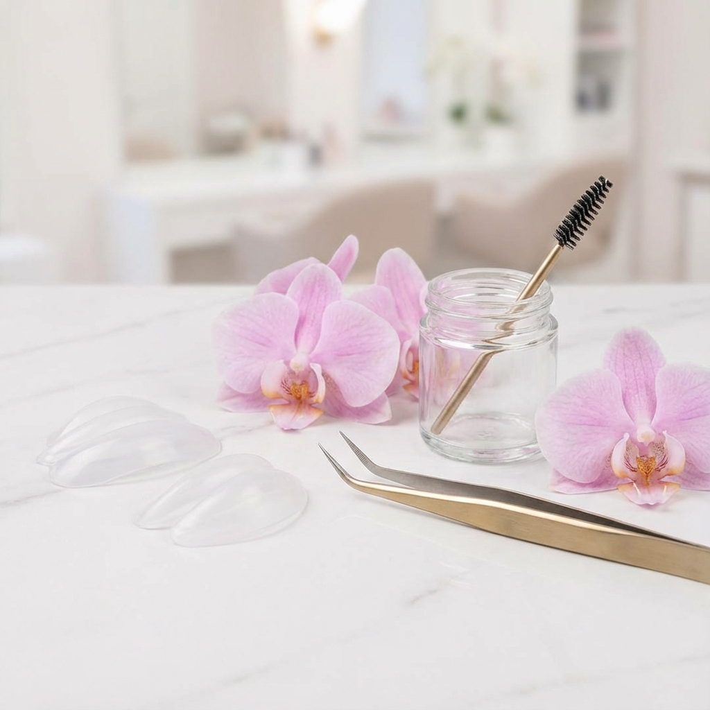 Before and after of a lash lift treatment